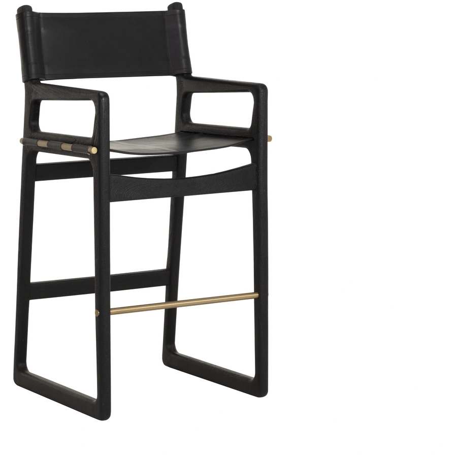 Enver 44.75 inch Carraway Black Leather Barstool